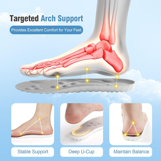 Hyggear™ 4D Cloud Soles - Soft Memory Foam Cushioning Cloud Insoles - Ultra Comfort Trim to Fit Steppers Insoles with Arch Support for Foot Pain Relief and Fatigue Reduction
